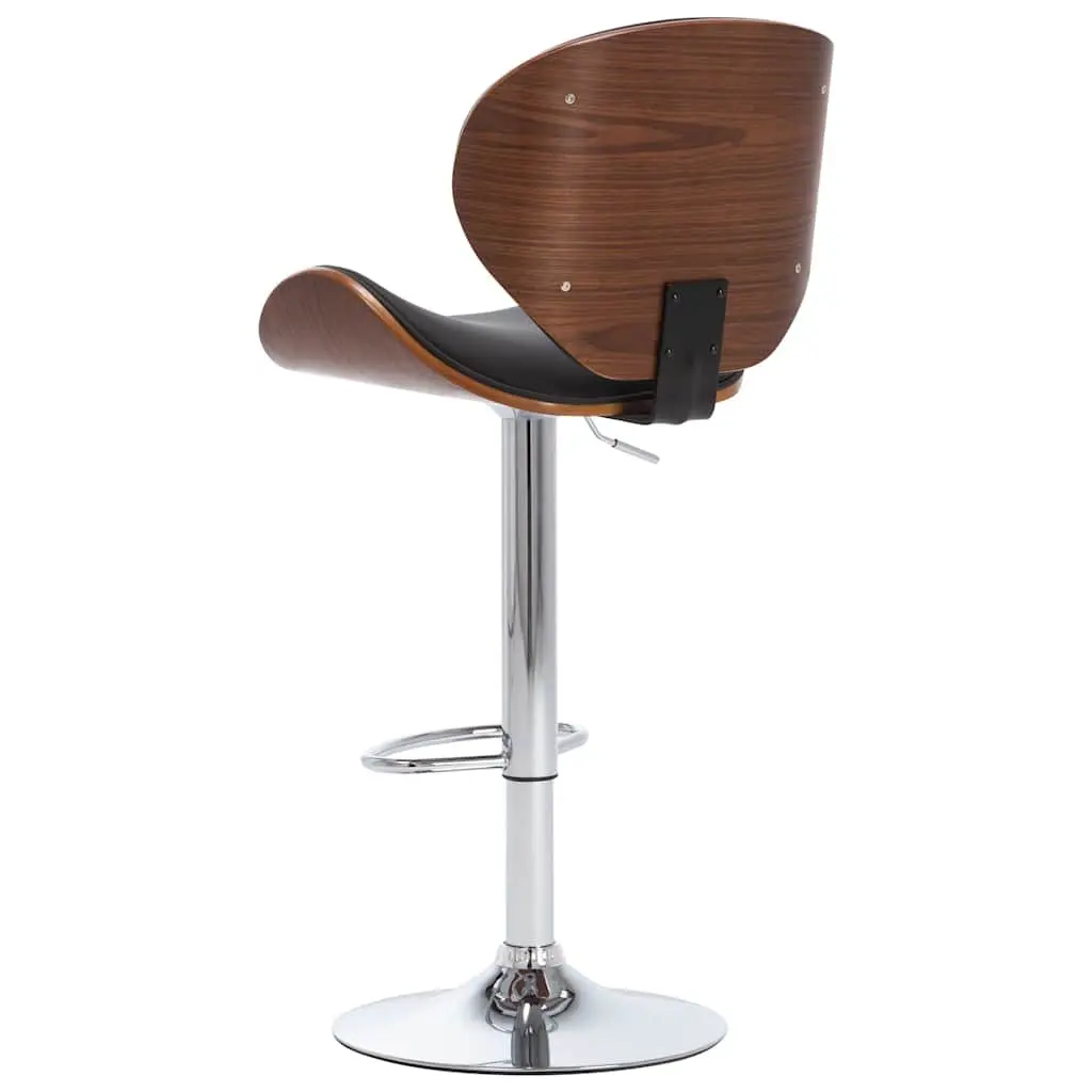 Bar Stool Height Adjustable Black Faux Leather Seat with Footrest for Kitchen