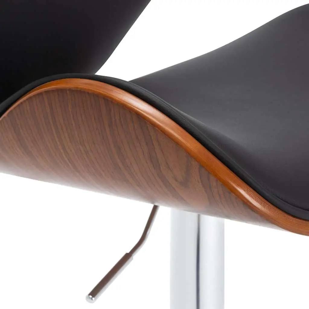 Bar Stool Height Adjustable Black Faux Leather Seat with Footrest for Kitchen