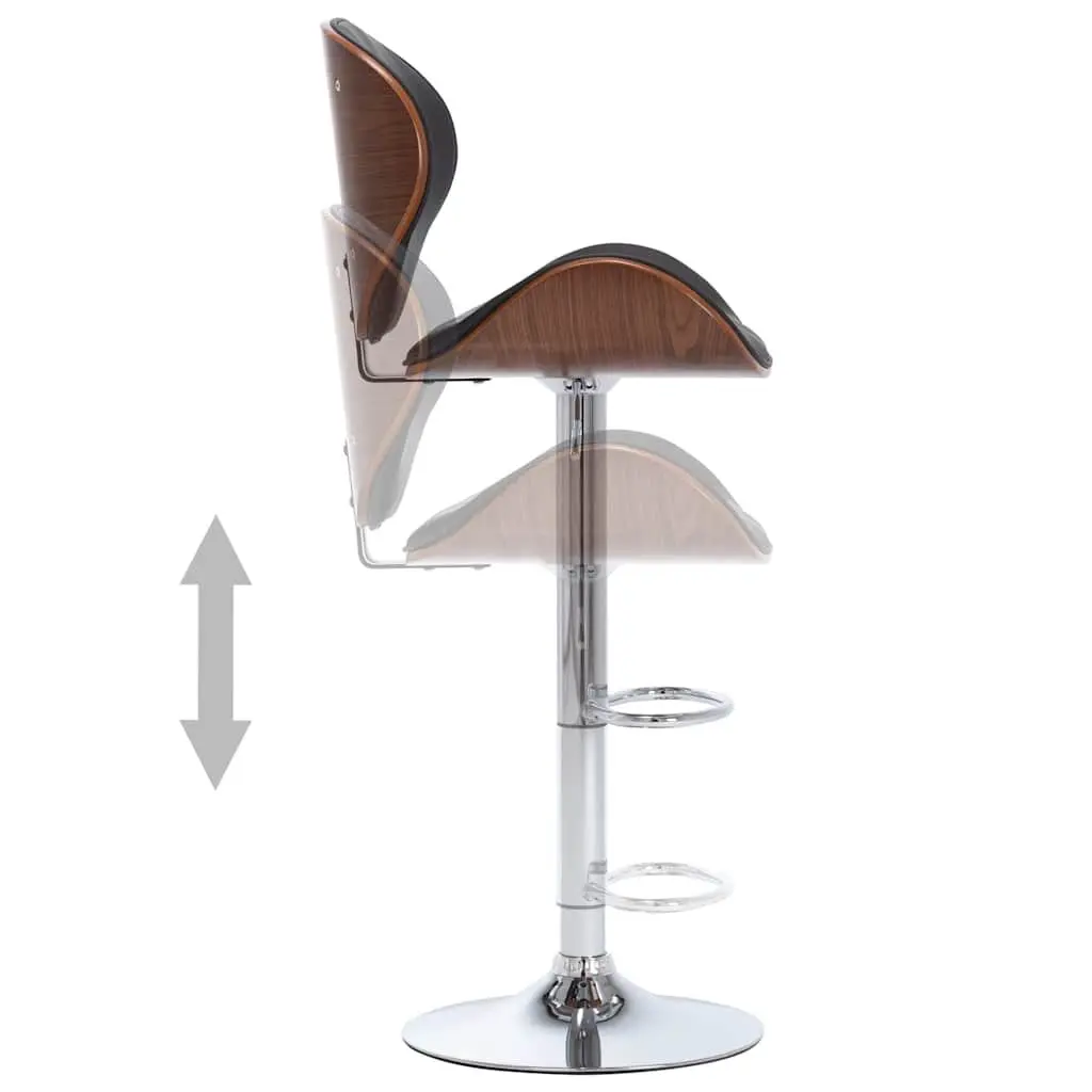 Bar Stool Height Adjustable Black Faux Leather Seat with Footrest for Kitchen