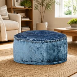 Comfortable and Practical Round Velvet Pouffe Seat