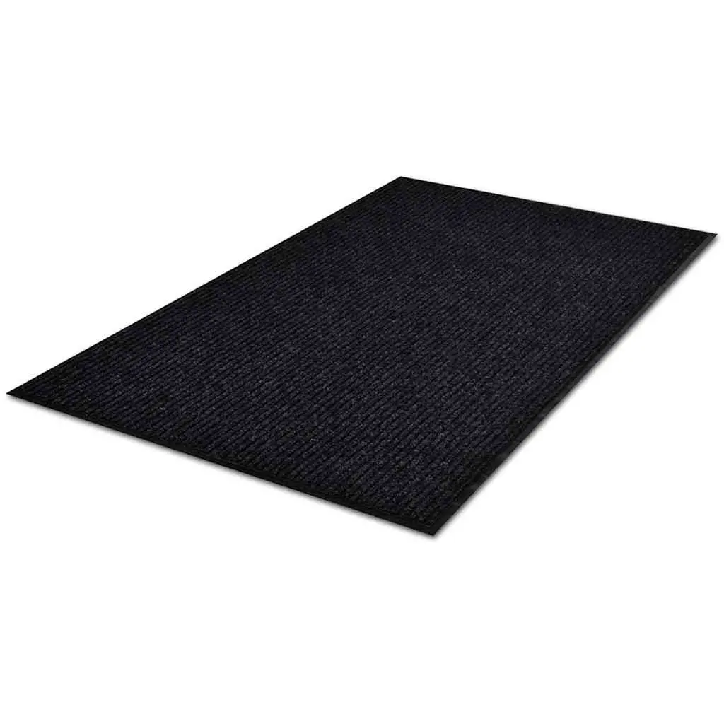 Door Mat Black 117x220 cm Non-Slip PVC Backing Indoor Outdoor Entrance Hallway