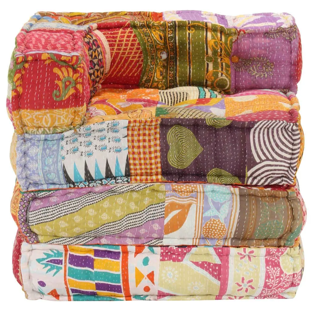 Modular Pouffe Patchwork Fabric Ottoman Living Room Seating Multicolour