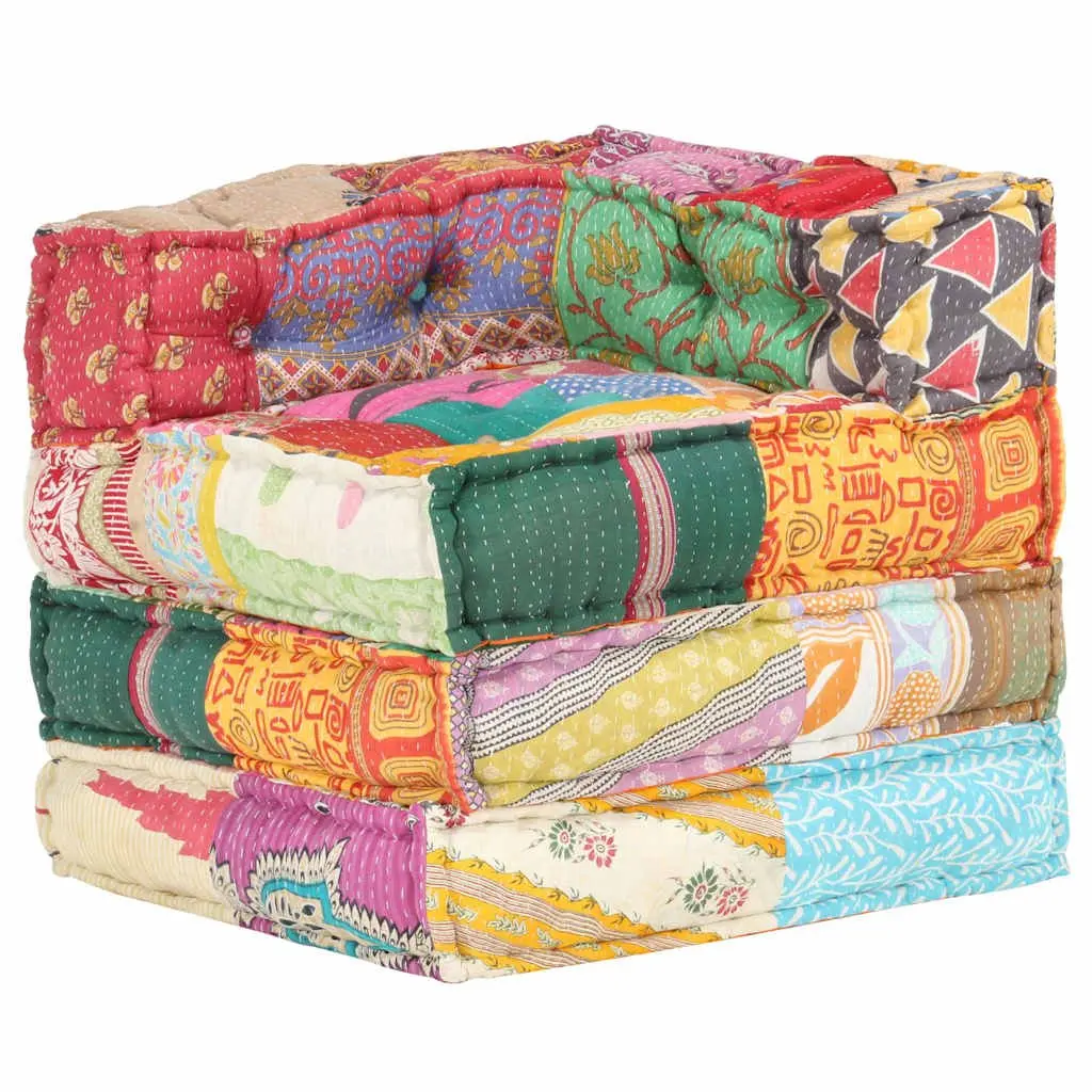 Modular Pouffe Patchwork Fabric Ottoman Living Room Seating Multicolour