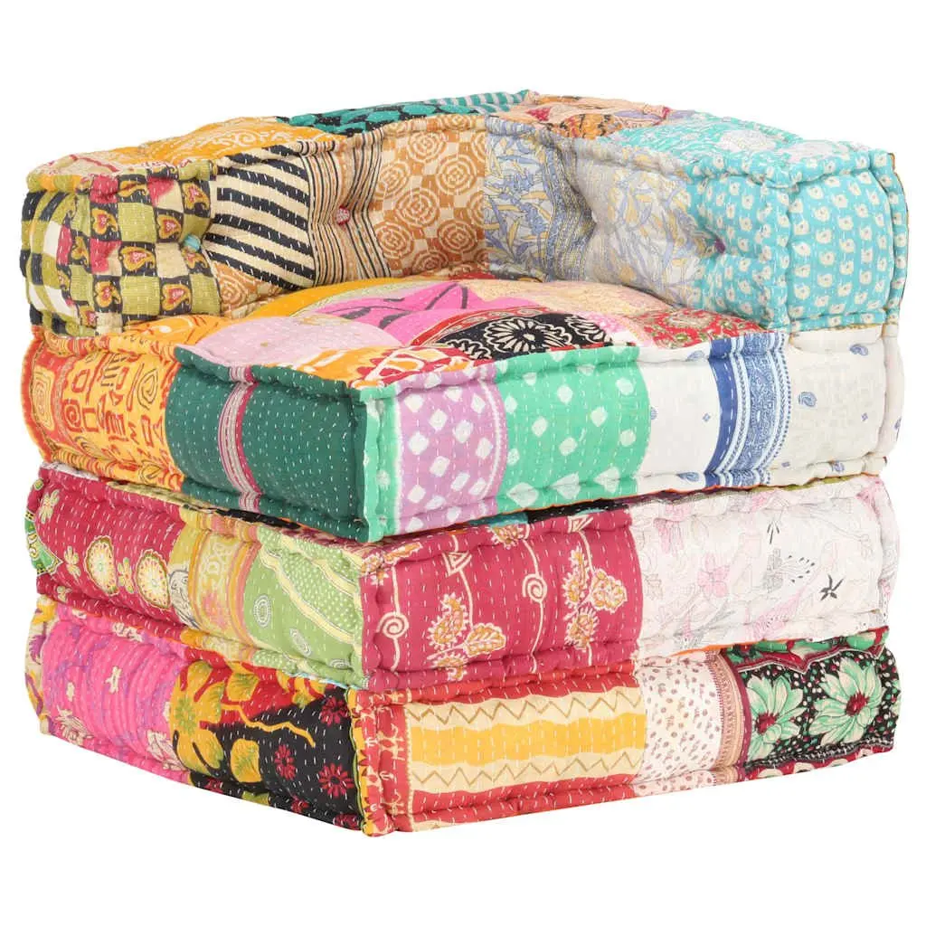 Modular Pouffe Patchwork Fabric Ottoman Living Room Seating Multicolour