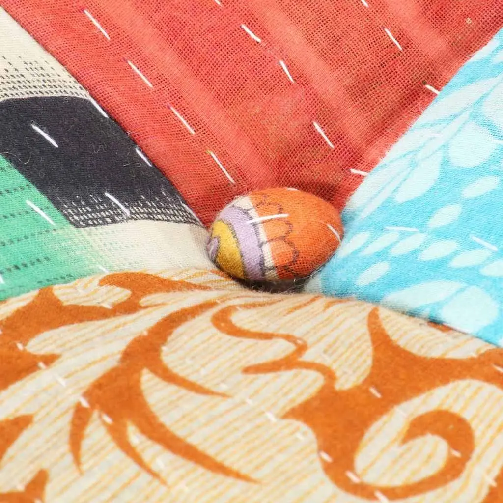 Patchwork Pouffe Footrest Soft Fabric Multicolour Ottoman Sofa Cushion 60 x 70 x 36 cm