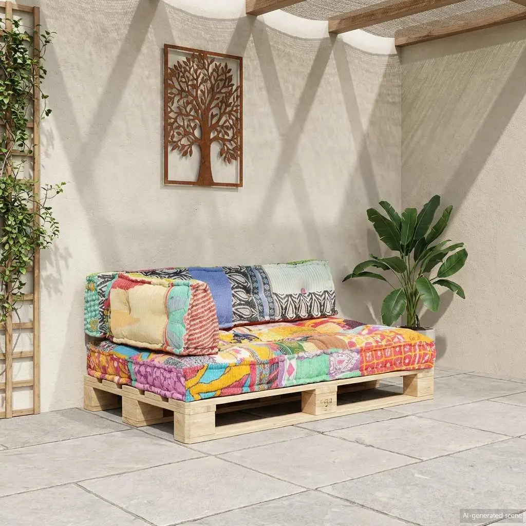 Pallet Sofa Cushion Comfort Multicolour Patchwork Cotton Fabric