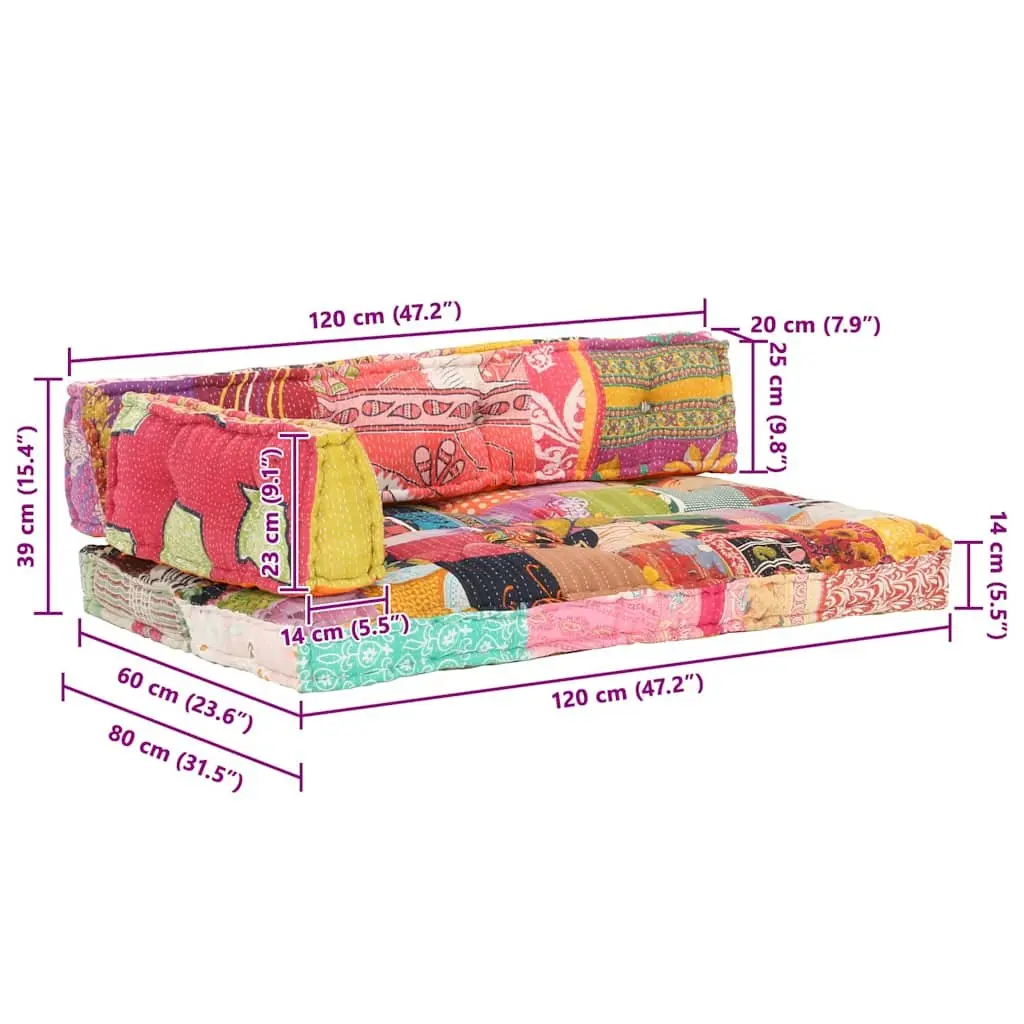 Pallet Sofa Cushion Comfort Multicolour Patchwork Cotton Fabric