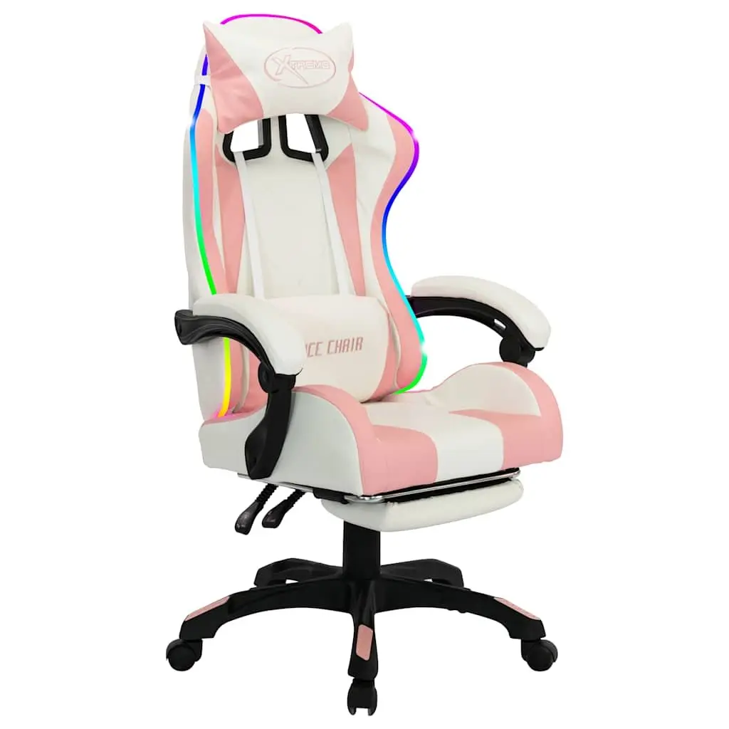 Racing Chair Gaming Office Desk Seat Reclining Footrest Pink