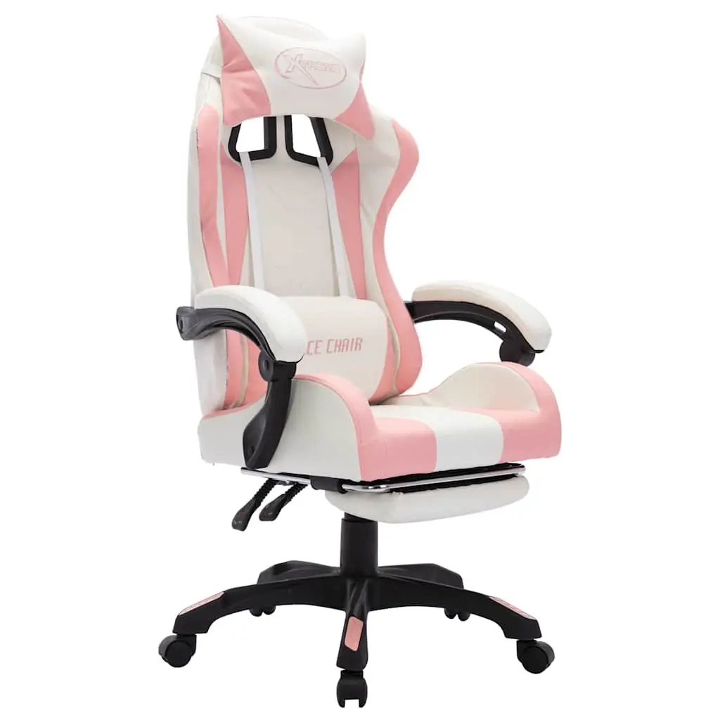 Racing Chair Gaming Office Desk Seat Reclining Footrest Pink