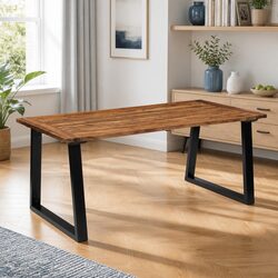 Acacia Wood Dining Table: 180x90cm Industrial Design