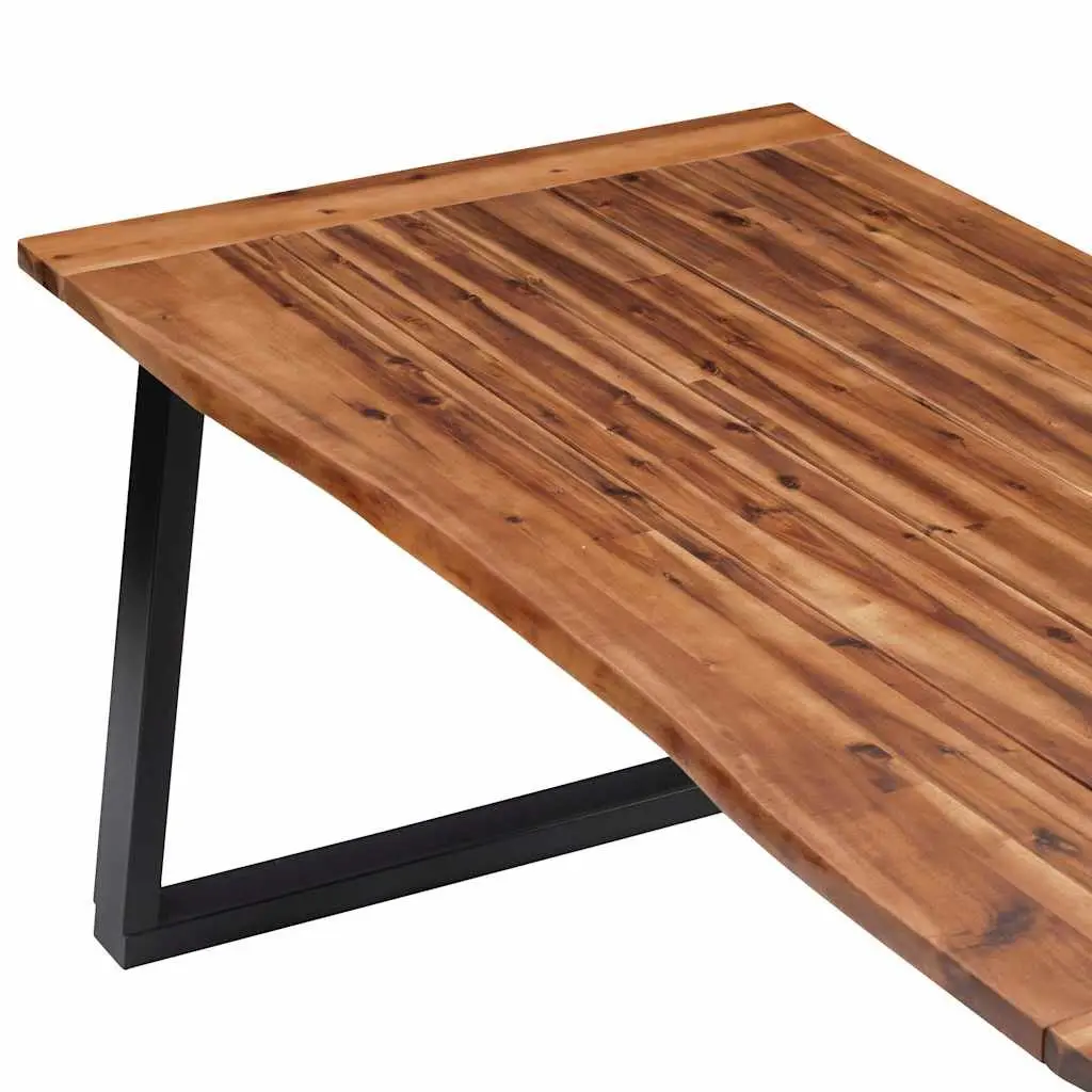 Dining Table Solid Acacia Wood 180x90cm Industrial Style Brown Metal Legs