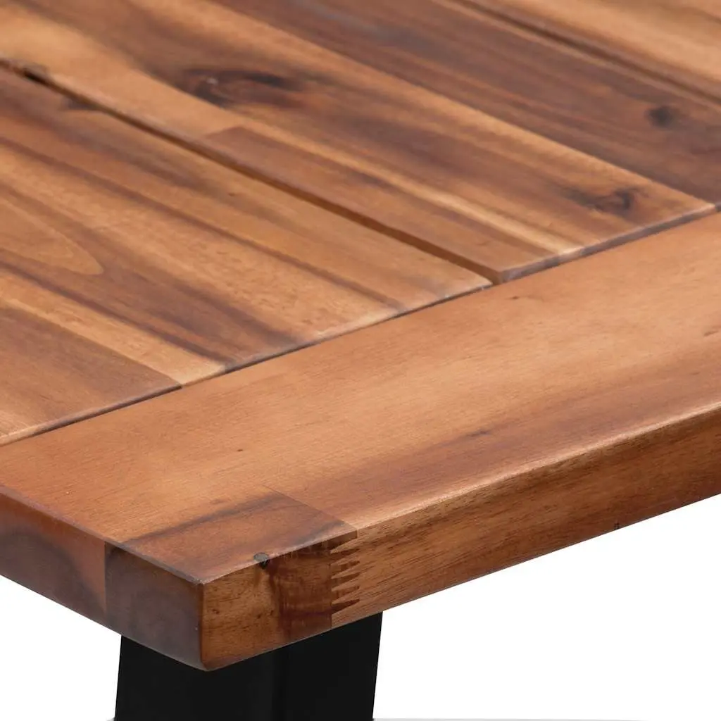 Dining Table Solid Acacia Wood 180x90cm Industrial Style Brown Metal Legs