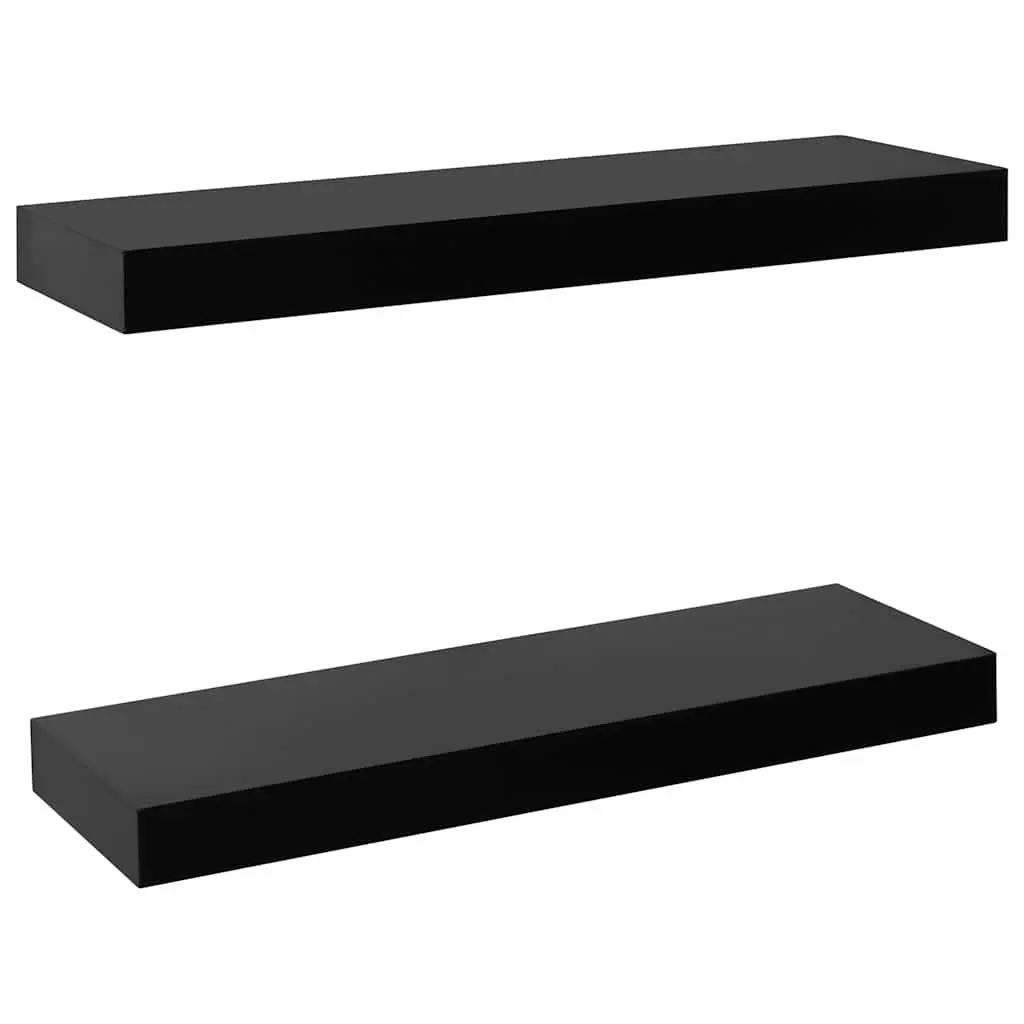 Black Floating Wall Shelves Organizer Set 40x20cm Display Storage Home Decor 2 Piece