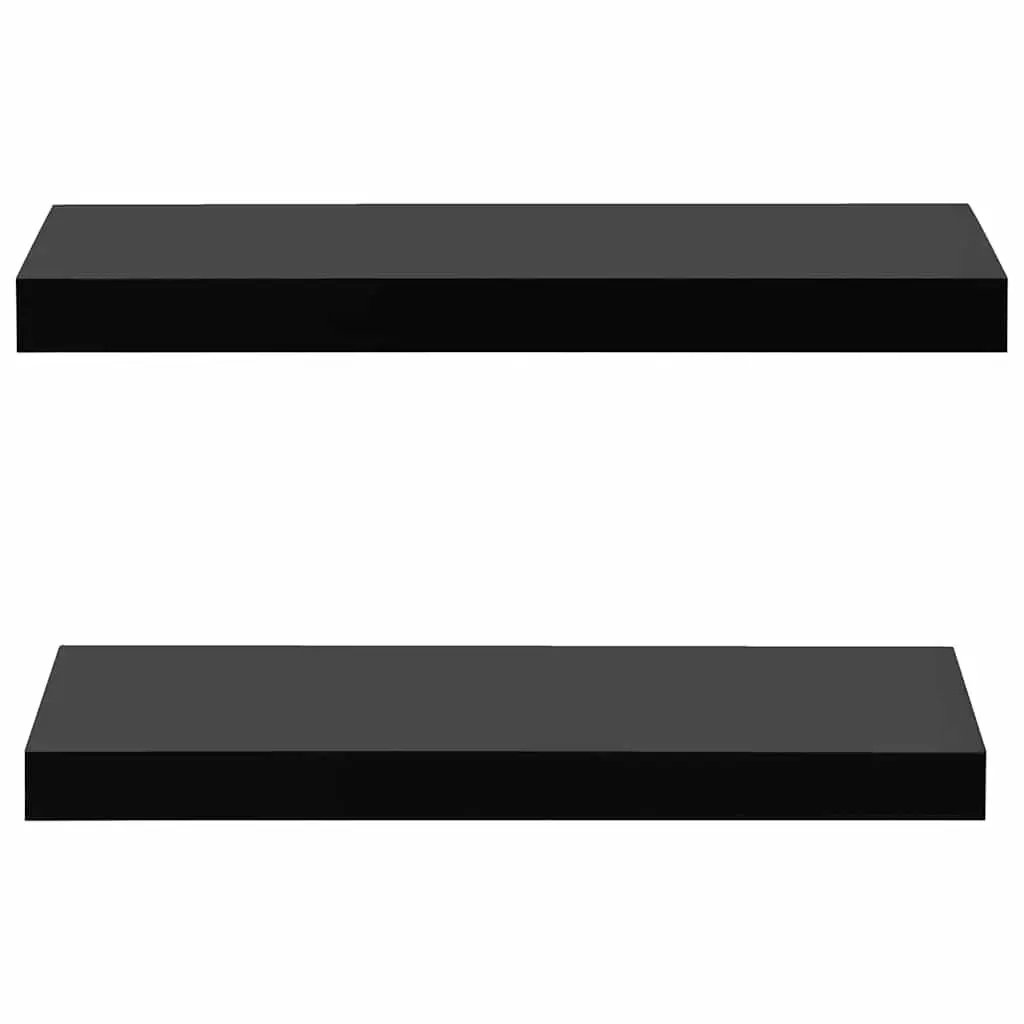 Black Floating Wall Shelves Organizer Set 40x20cm Display Storage Home Decor 2 Piece