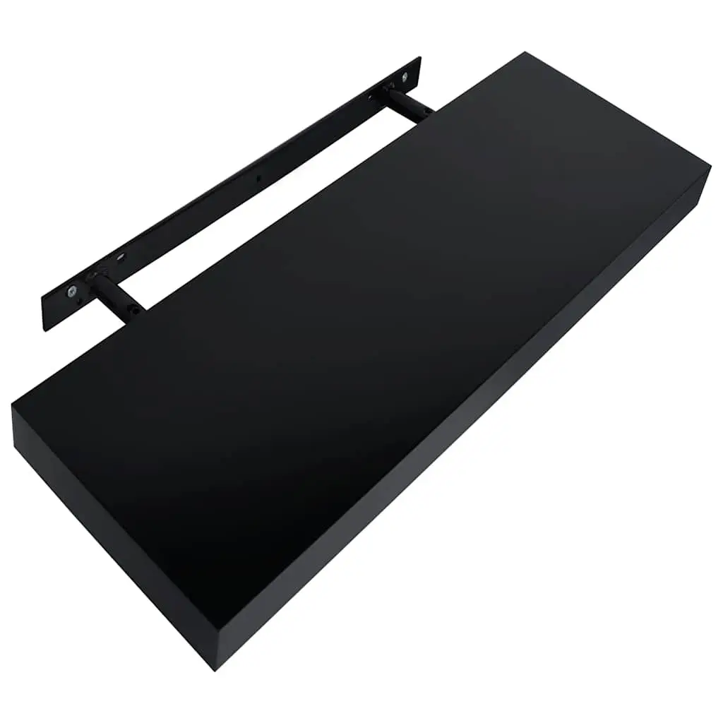 Black Floating Wall Shelves Organizer Set 40x20cm Display Storage Home Decor 2 Piece