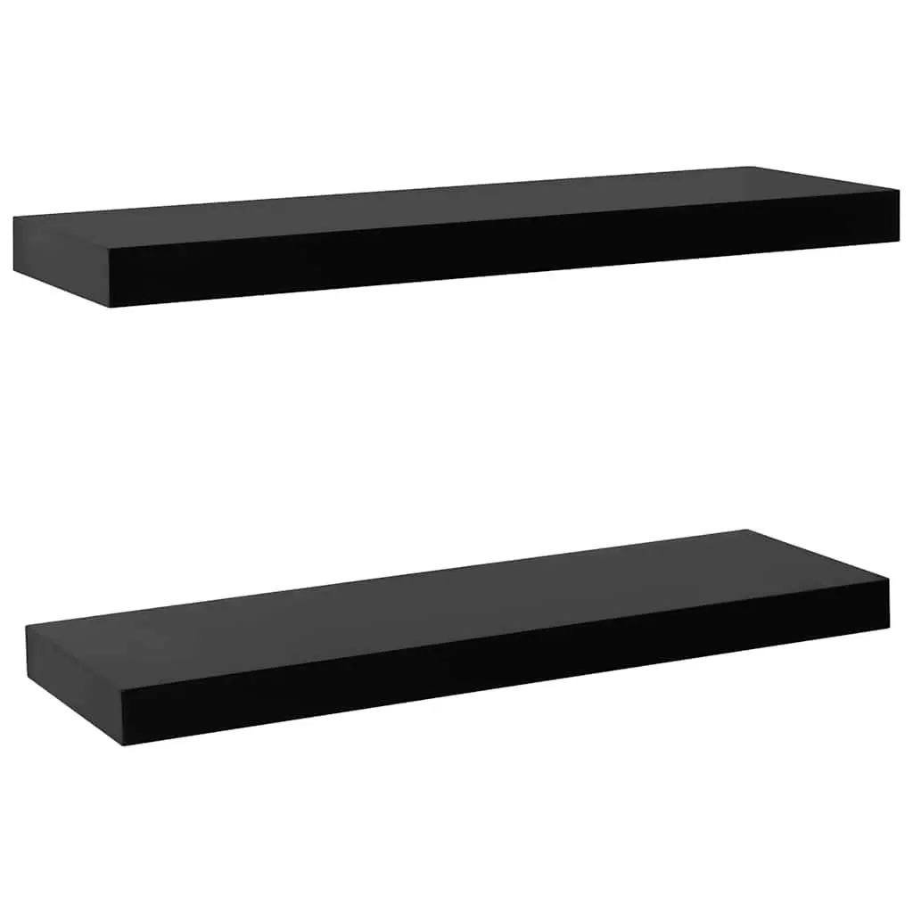 Floating Wall Shelves Storage Display 60 x 20 x 3.8 cm Black 2 Pieces
