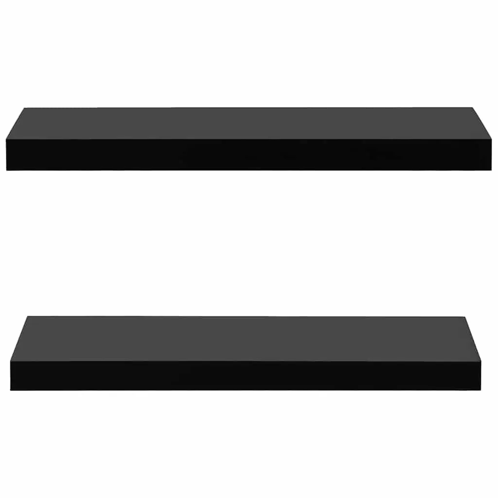 Floating Wall Shelves Storage Display 60 x 20 x 3.8 cm Black 2 Pieces