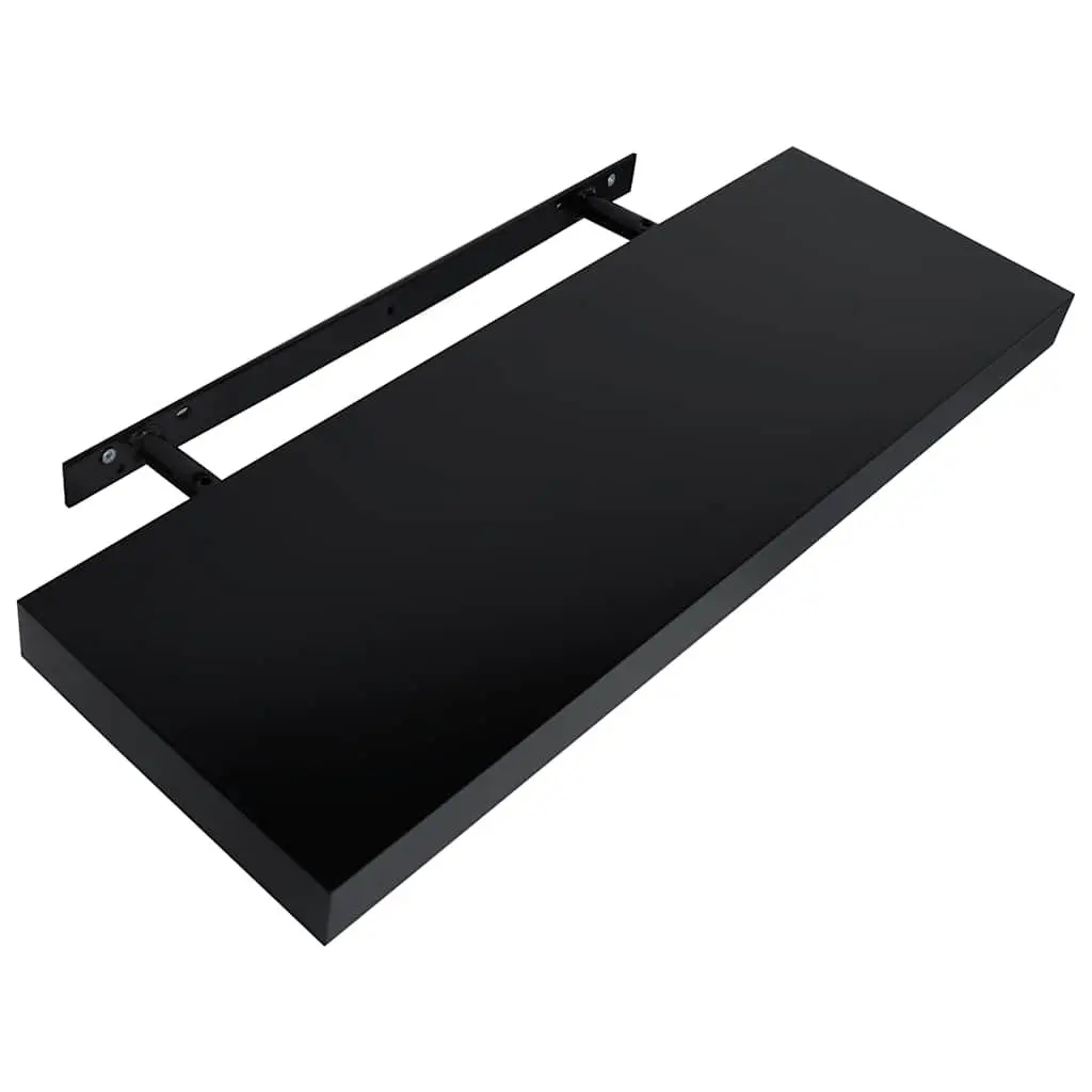 Floating Wall Shelves Storage Display 60 x 20 x 3.8 cm Black 2 Pieces