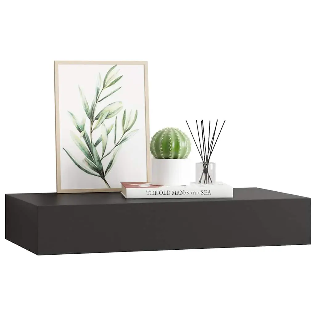 Floating Wall Shelf Display Storage Organizer Black 48x25x8 cm
