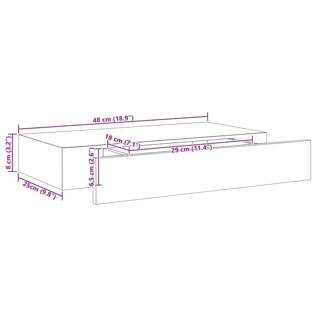 Floating Wall Shelf Display Storage Organizer Black 48x25x8 cm