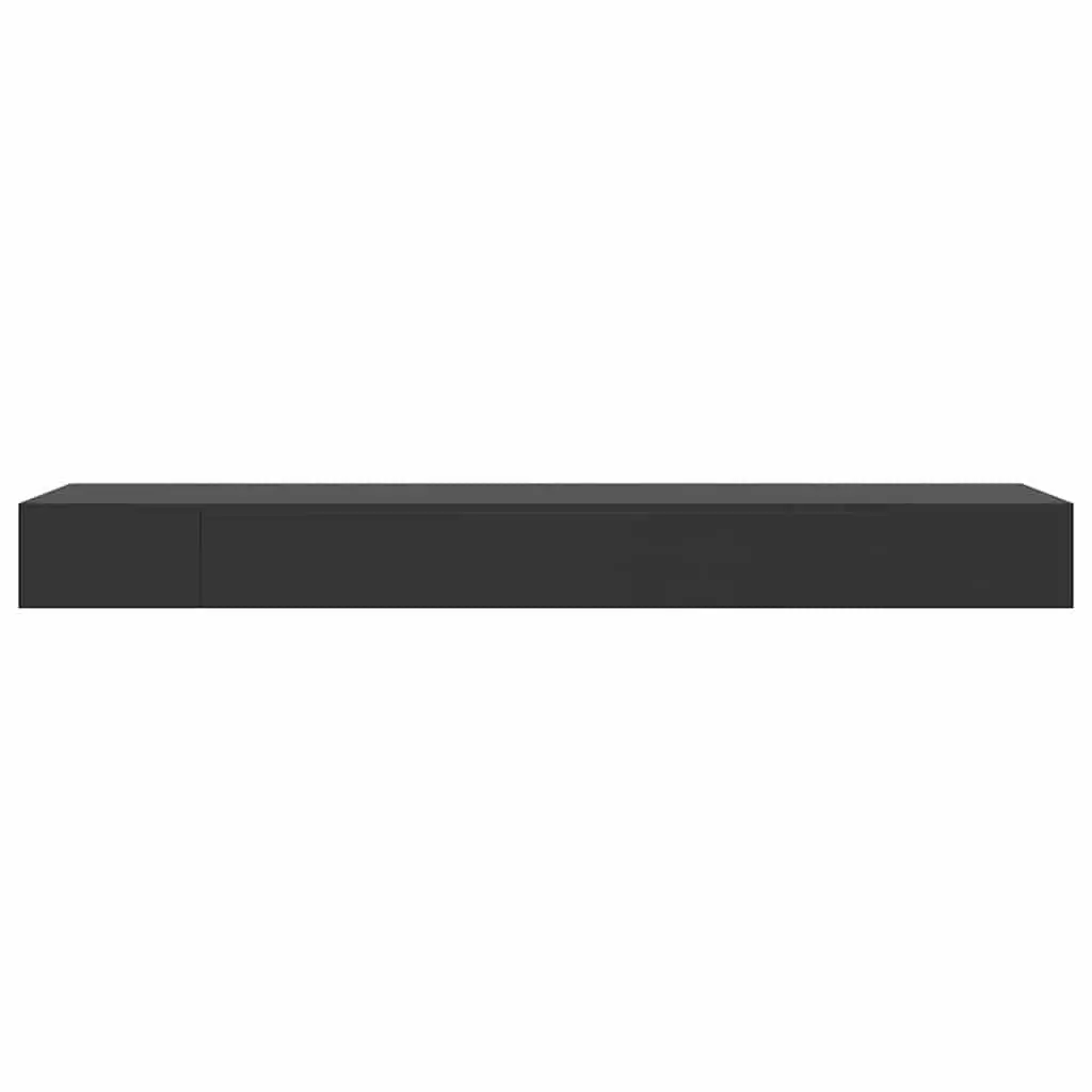 Black Floating Wall Shelf with Integrated Drawer