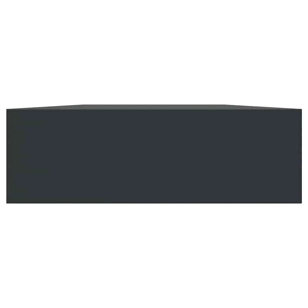 Black Floating Wall Shelf with Integrated Drawer