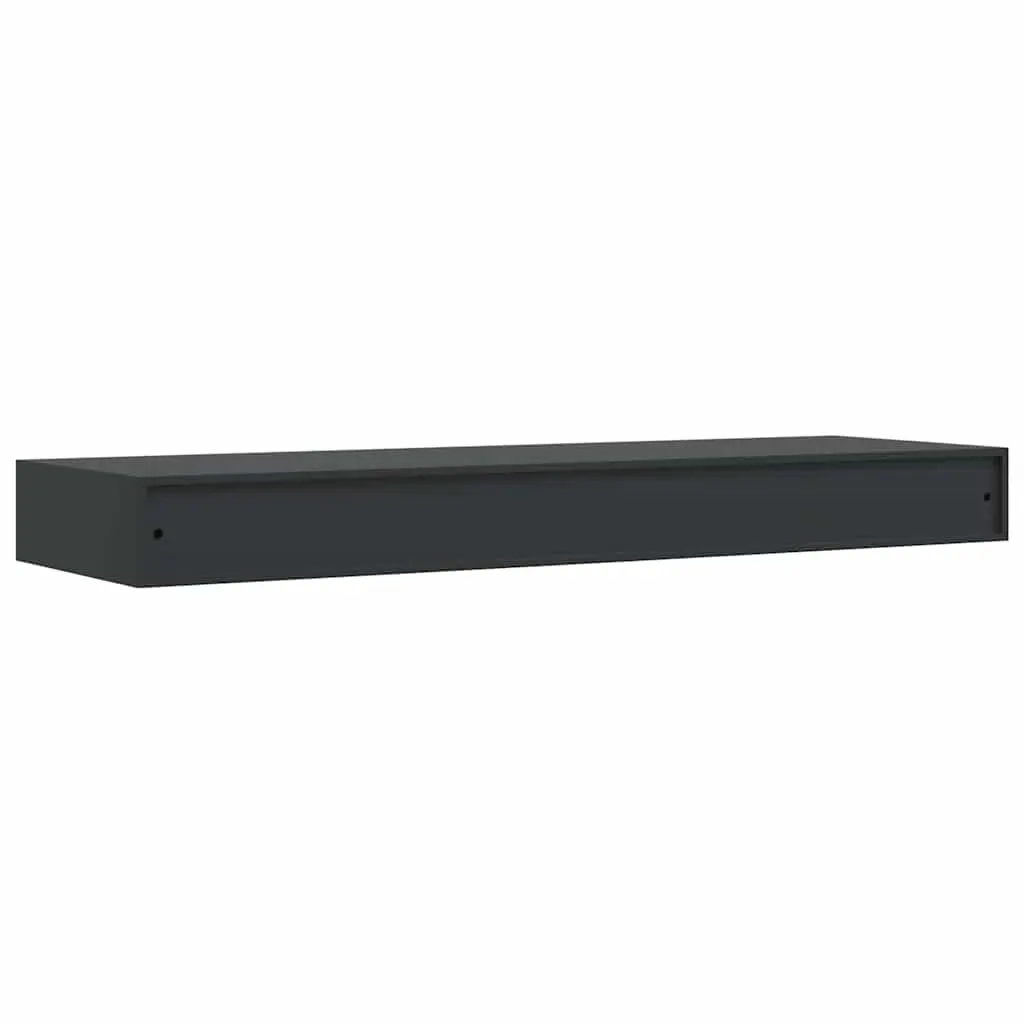 Black Floating Wall Shelf with Integrated Drawer