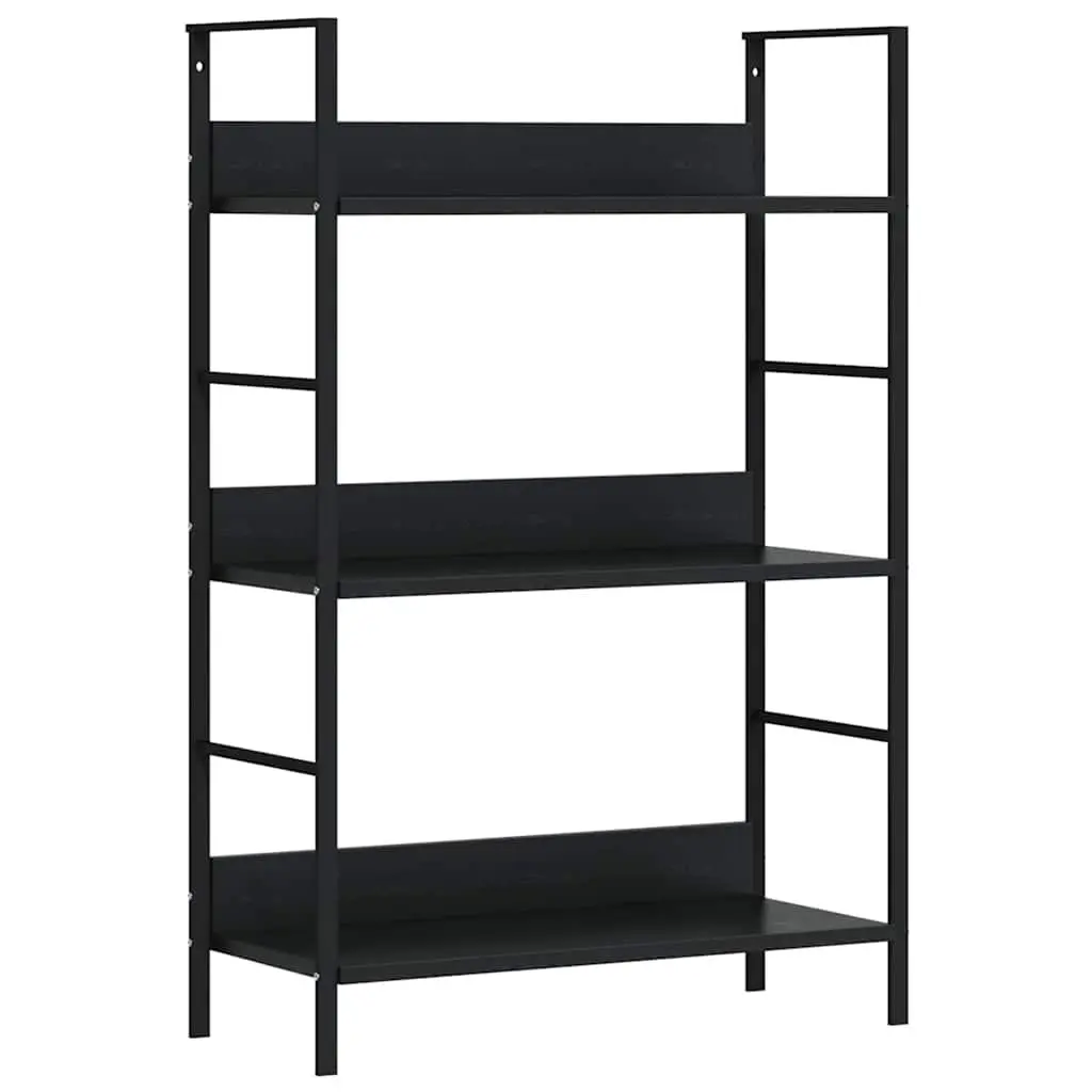 3-Shelf Storage Cabinet Black Engineered Wood 60x27.6x90.5cm Home Display Unit
