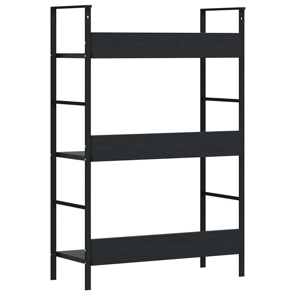 3-Shelf Storage Cabinet Black Engineered Wood 60x27.6x90.5cm Home Display Unit