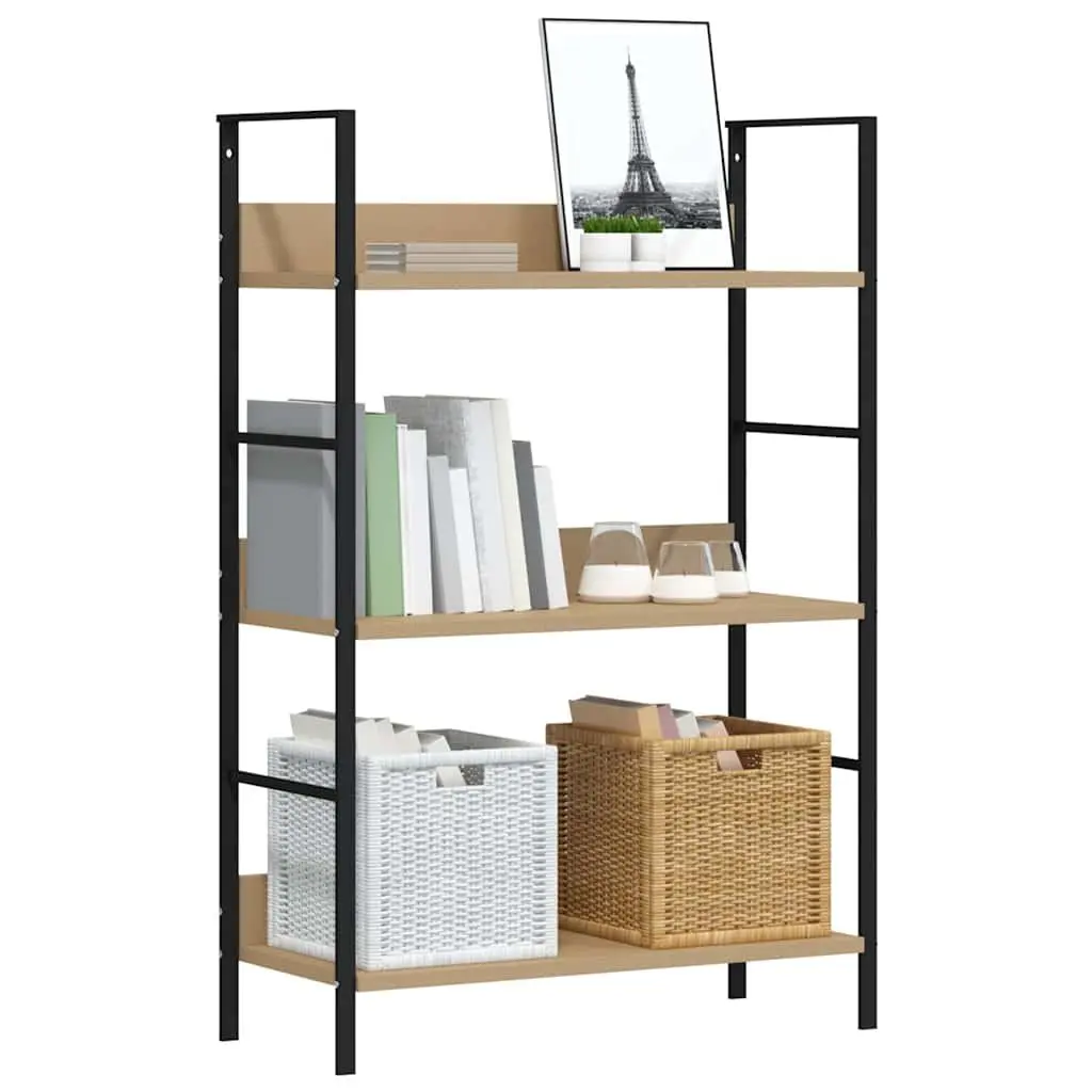 3-Layer Book Shelf Brown Engineered Wood Storage Cabinet Display Rack