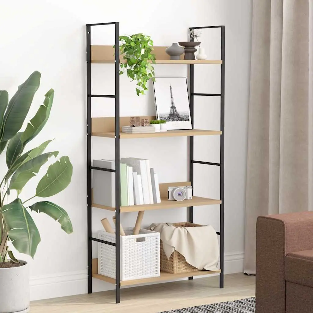 4-Layer Bookshelf Display Cabinet Storage Rack Engineered Wood Brown