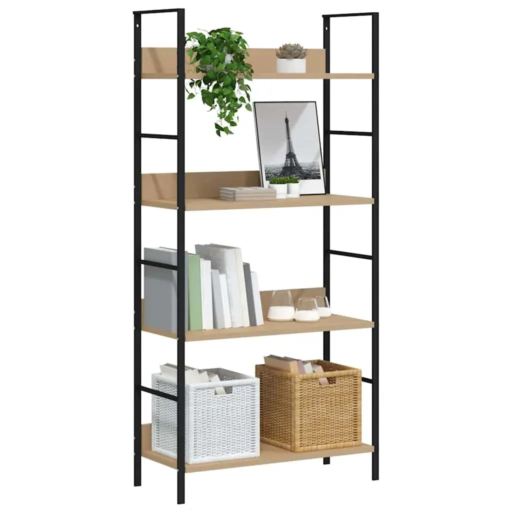 4-Layer Bookshelf Display Cabinet Storage Rack Engineered Wood Brown