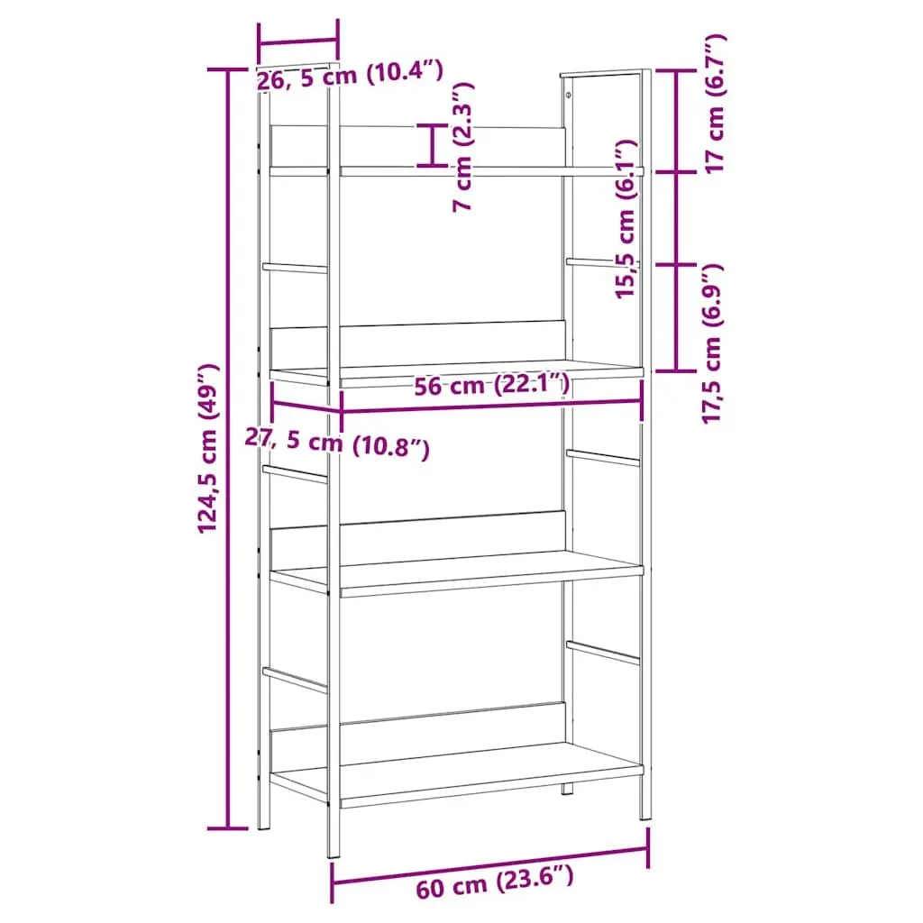 4-Layer Bookshelf Display Cabinet Storage Rack Engineered Wood Brown