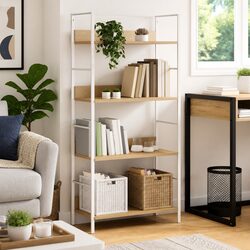 4-Layer Book Shelf Brown Engineered Wood Storage Display Stand Bookcase Cabinet