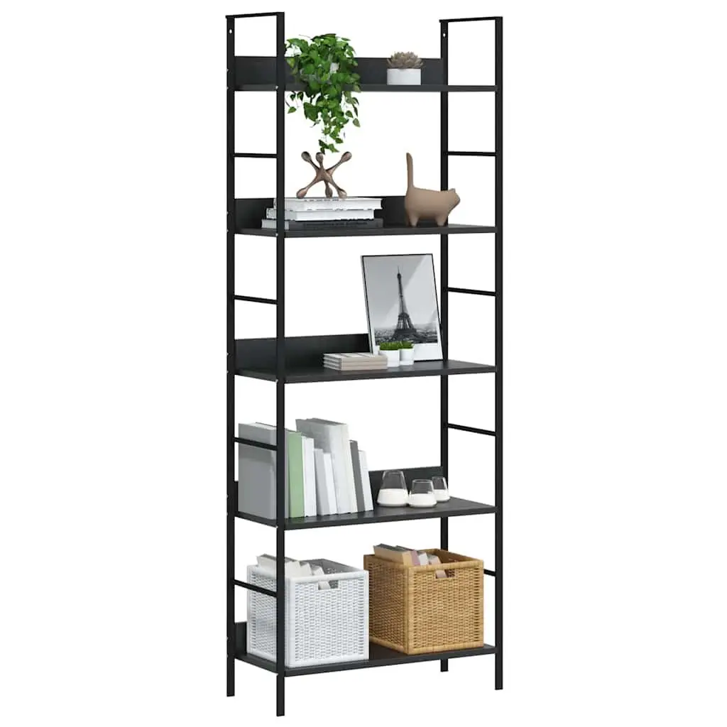 5-Layer Book Shelf Black Standing Cabinet Storage Display Rack Bookcase