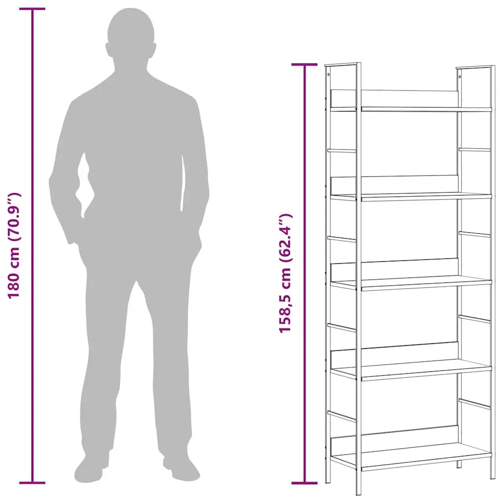 5-Layer Book Shelf Black Standing Cabinet Storage Display Rack Bookcase