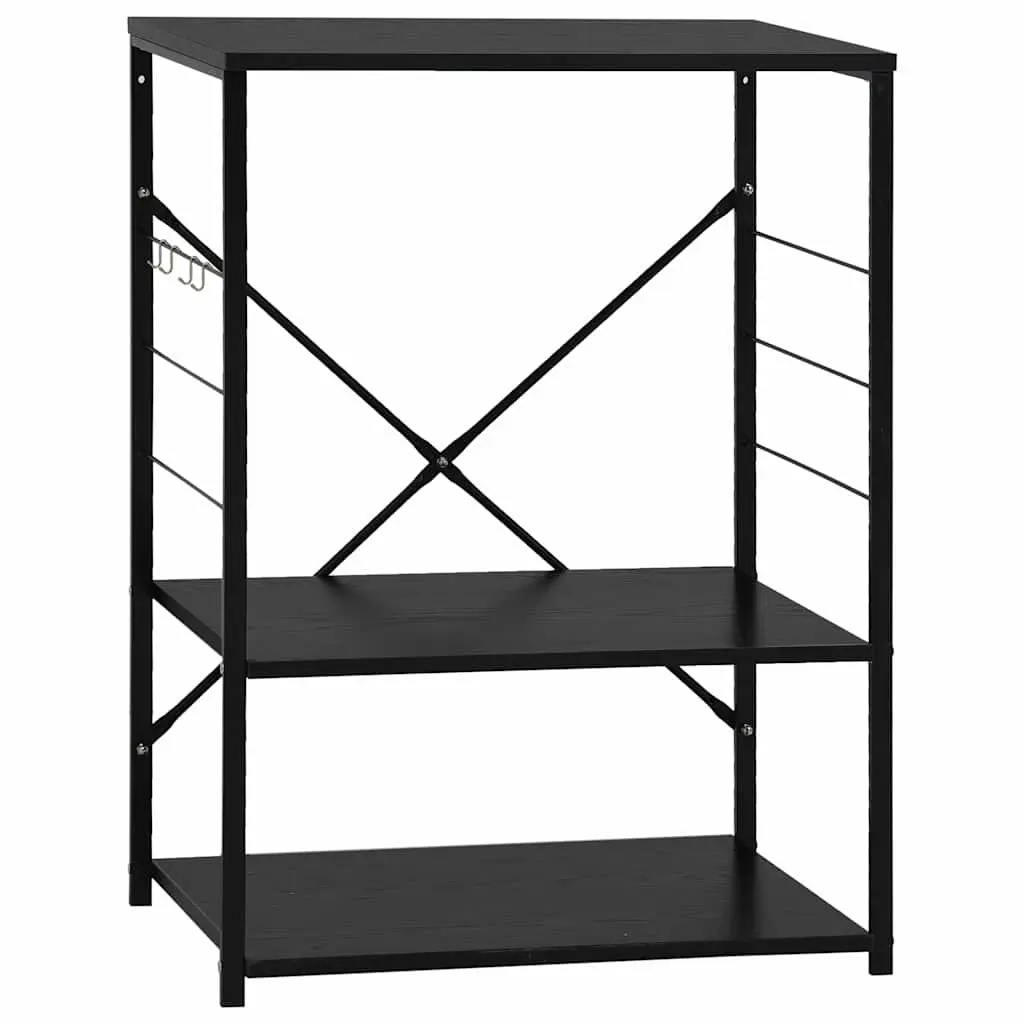 3-Tier Storage Cabinet Kitchen Organiser Black 60x39.6x79.5cm
