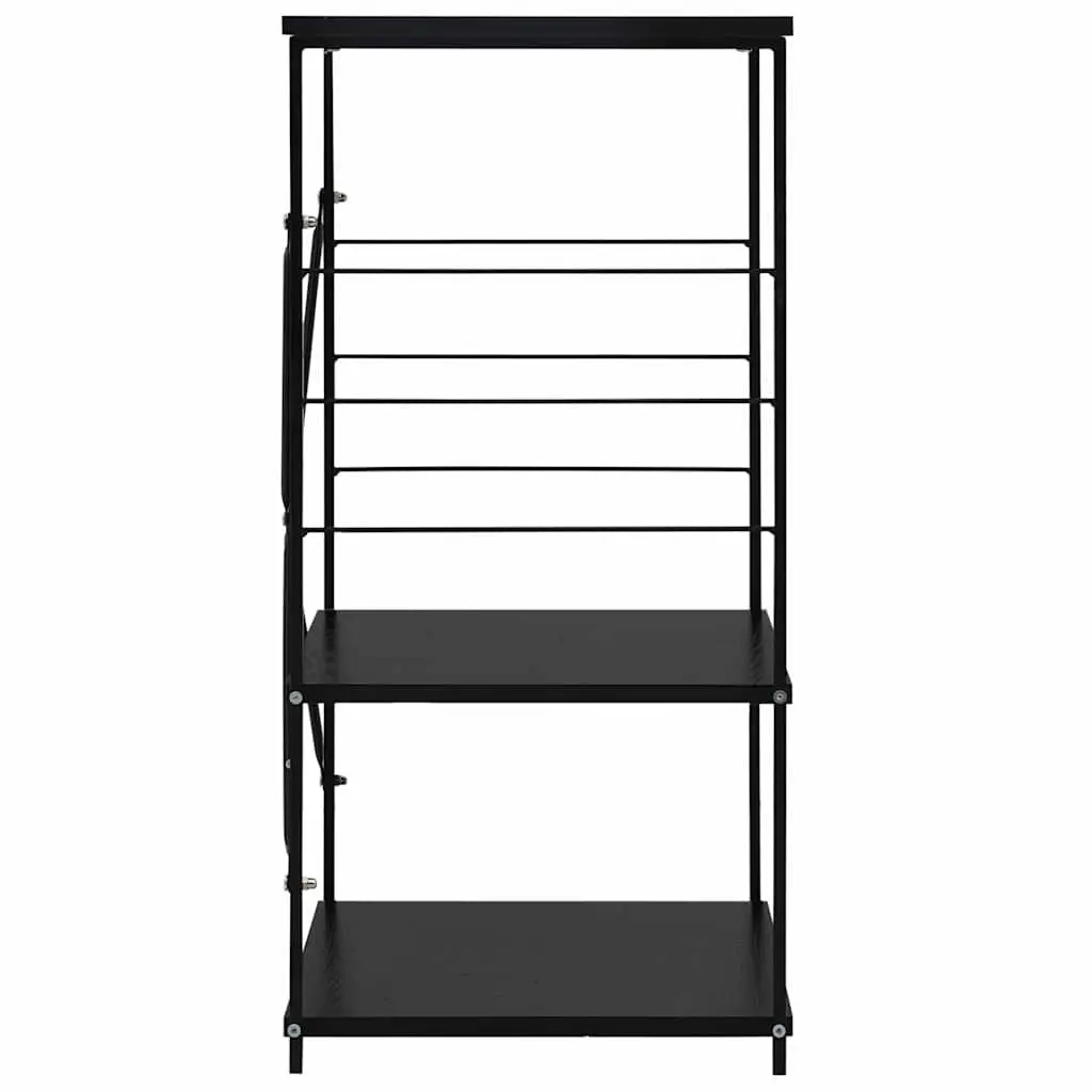 3-Tier Storage Cabinet Kitchen Organiser Black 60x39.6x79.5cm