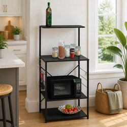 Value-Driven 4-Tier Kitchen Storage Cabinet in Black