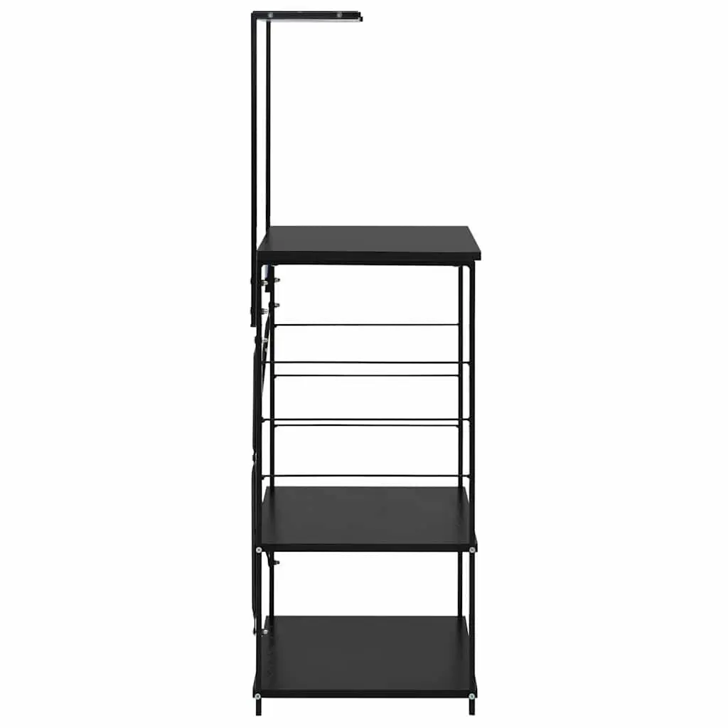 4-Tier Microwave Kitchen Storage Cabinet Shelf Organiser Black Engineered Wood