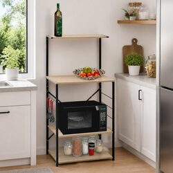 Value-Driven 4-Tier Microwave Cabinet in Black and Oak