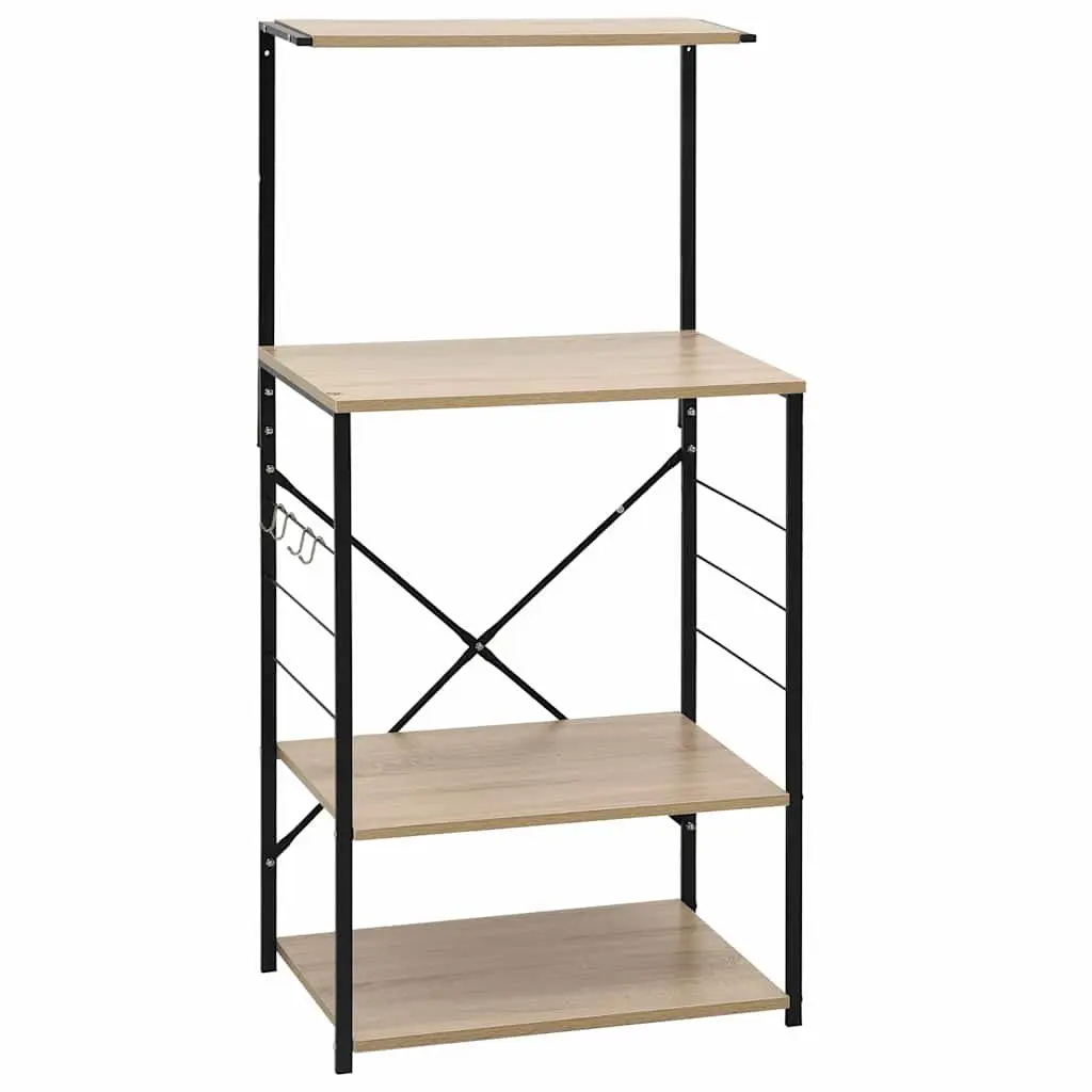 Microwave Cabinet 4-Tier Kitchen Shelf Storage Organiser 60x39.6x123cm Black Oak