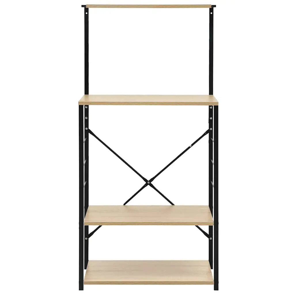 Microwave Cabinet 4-Tier Kitchen Shelf Storage Organiser 60x39.6x123cm Black Oak