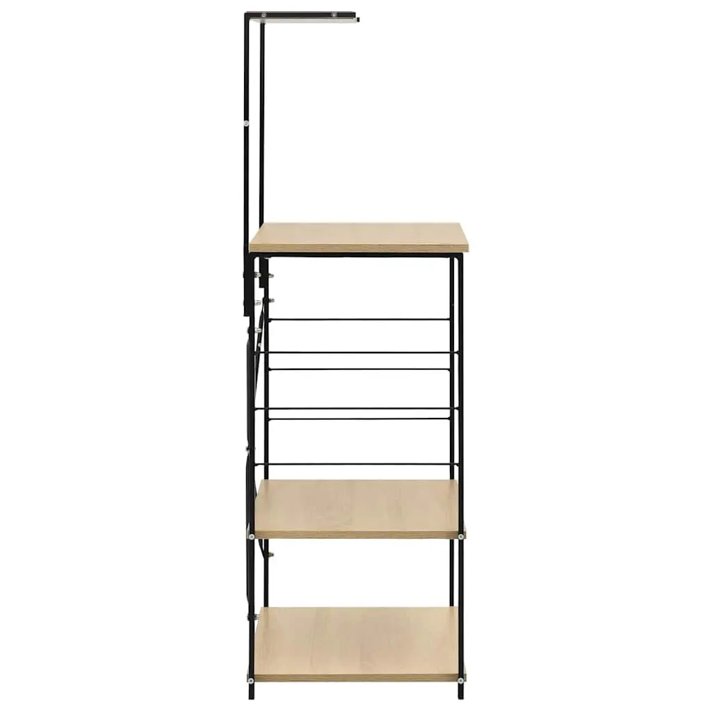 Microwave Cabinet 4-Tier Kitchen Shelf Storage Organiser 60x39.6x123cm Black Oak