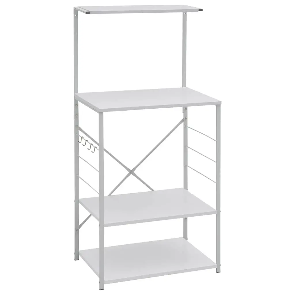 Microwave Cabinet White 4-Tier Kitchen Shelf Storage Organiser Engineered Wood