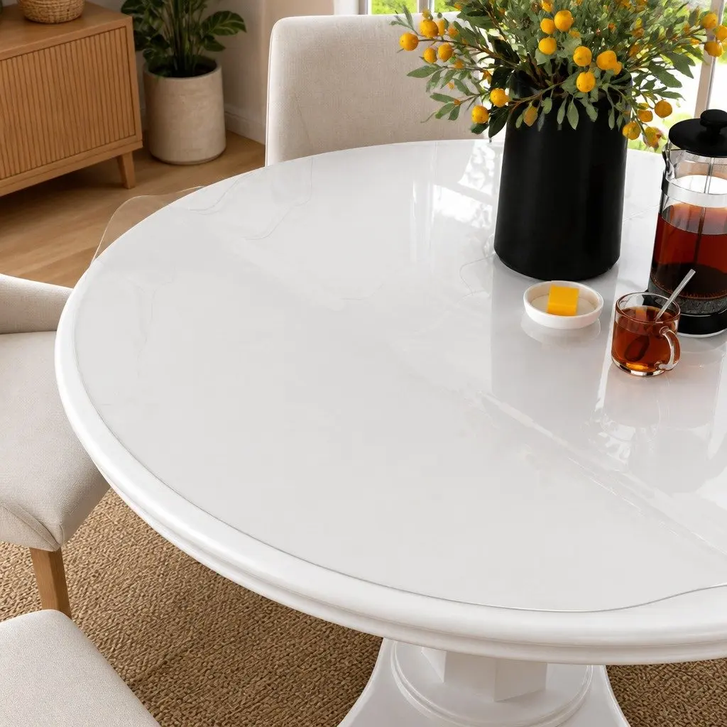 Round Table Protector Transparent PVC Dining Living Room Furniture Protection