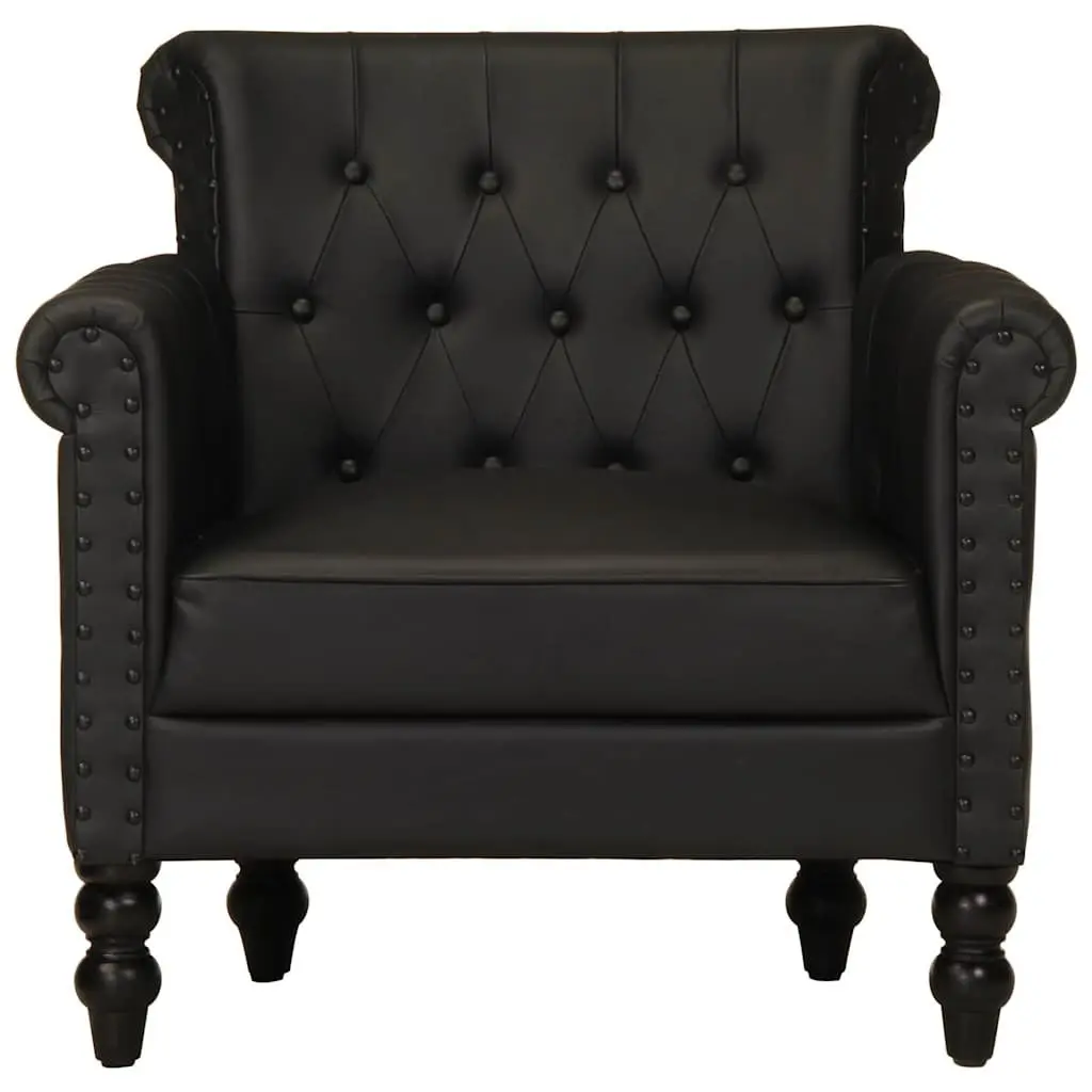 Armchair Black Real Goat Leather Lounge Chair Living Room Furniture Solid Wood