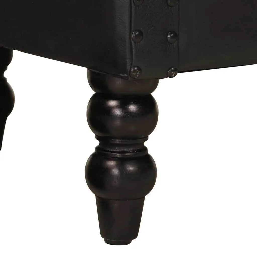 Armchair Black Real Goat Leather Lounge Chair Living Room Furniture Solid Wood