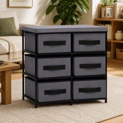 Practical Grey Storage Cabinet with 6 Drawers