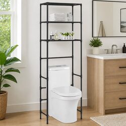 Over Toilet Storage Rack 3-Tier Bathroom Organiser Shelf Unit Black